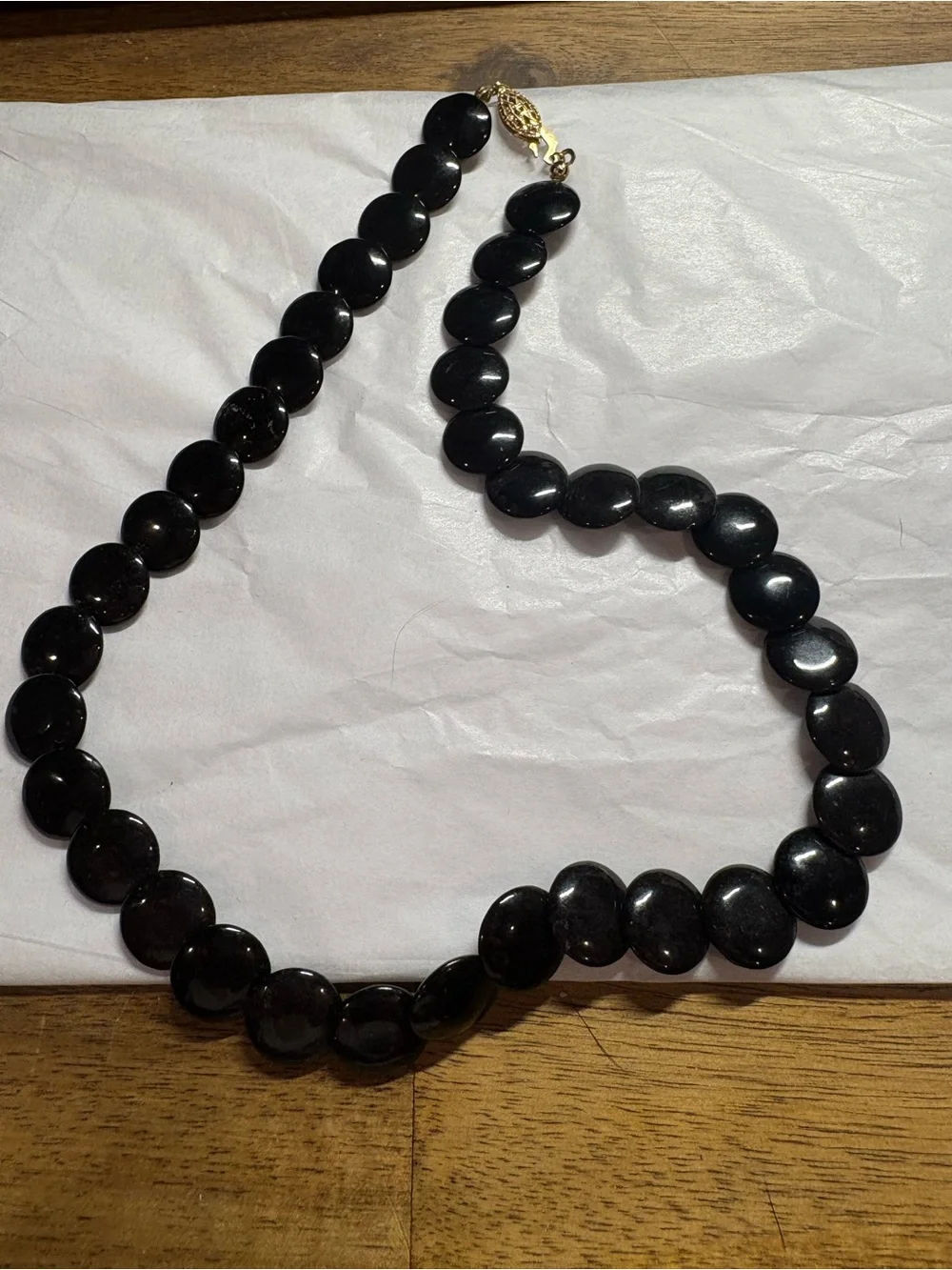 Black Beaded Necklace with Gold Clasp - Women Jewelry
